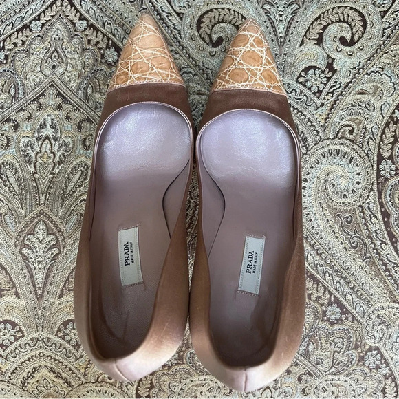 Prada Satin Blush Pink Snake Skin Toe Raso Heels Cocco Cammeo Cipria Size 7 COA - Picture 8 of 15